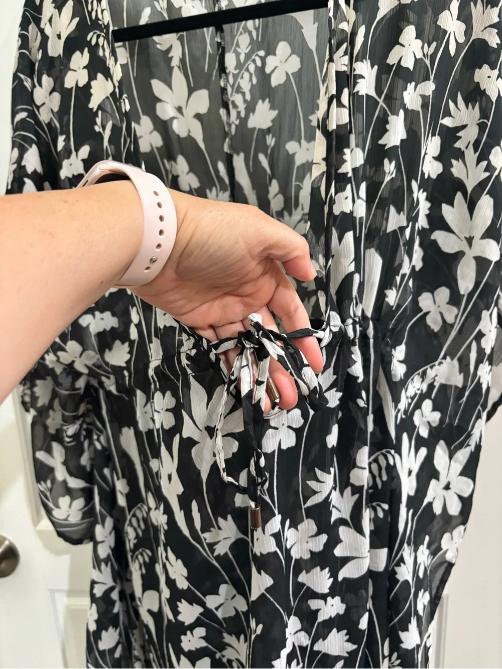 Black Sheer Floral Tunic Cover-Up size large